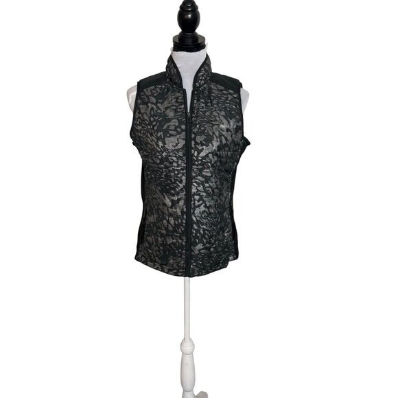 Hannah Womens Fashion Vest Size S Sleeveless Black Gray Cheetah Print Zip Up - Picture 13 of 13